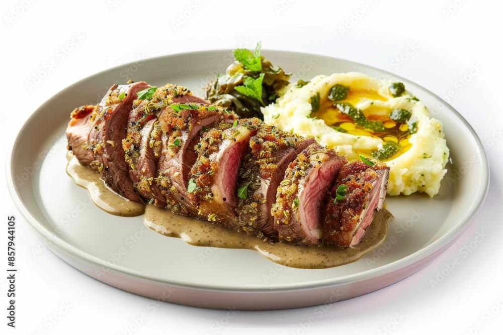 Elegant Caraway and Fennel Crusted Lamb Loin with Mustard Sauce and Braised Napa Cabbage Elegant Caraway and Fennel Crusted Lamb Loin with Mustard Sauce and Braised Napa Cabbage