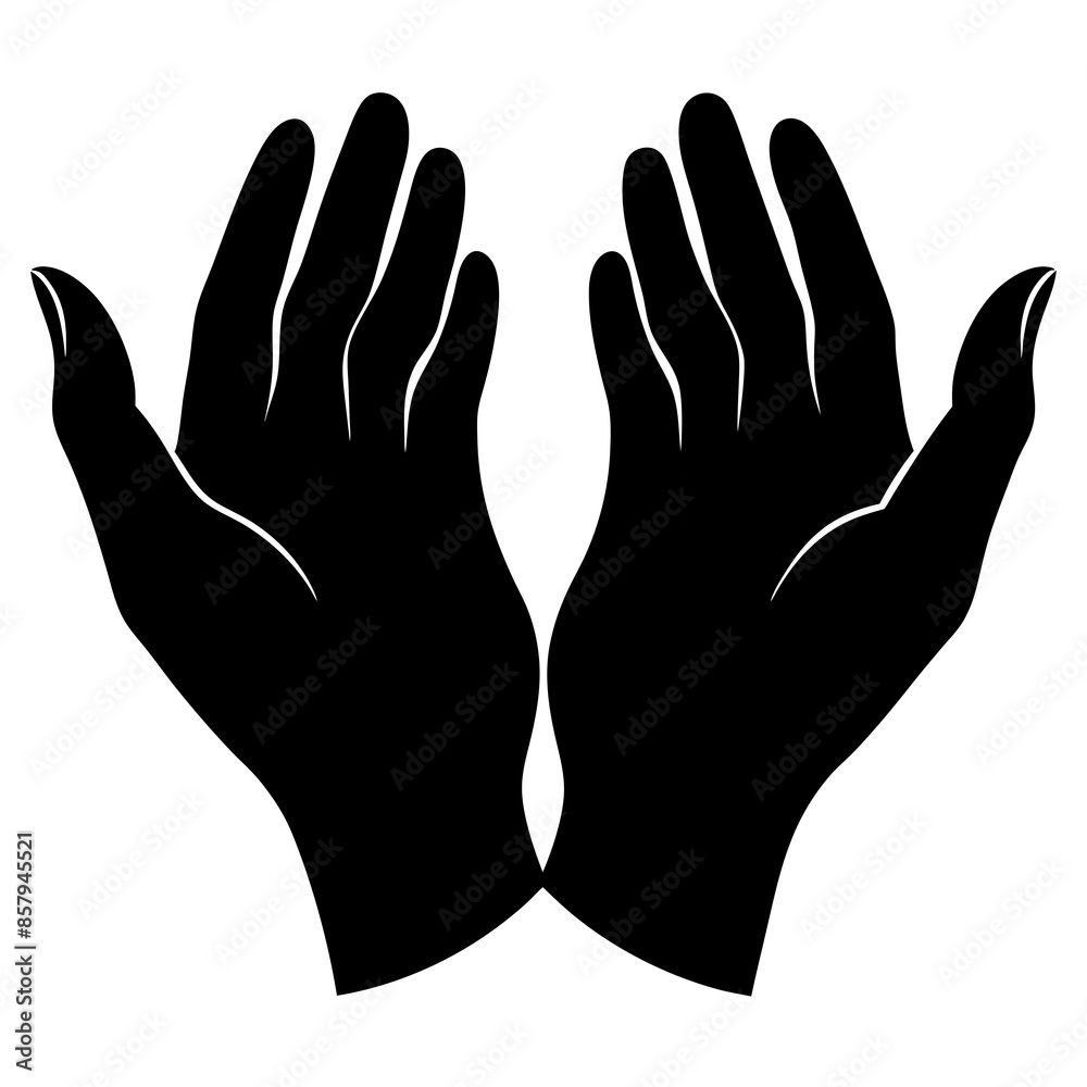 Obraz premium Open Hands Prayer silhouette vector illustration