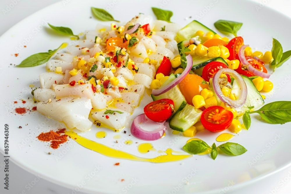 Latin American Ceviche with Fiery Habanero Peppers and Crisp Red Onions Latin American Ceviche with Fiery Habanero Peppers and Crisp Red Onions