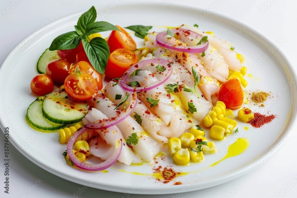 Zesty Ceviche with Vibrant Lime Juice and Spicy Habanero Peppers Zesty Ceviche with Vibrant Lime Juice and Spicy Habanero Peppers
