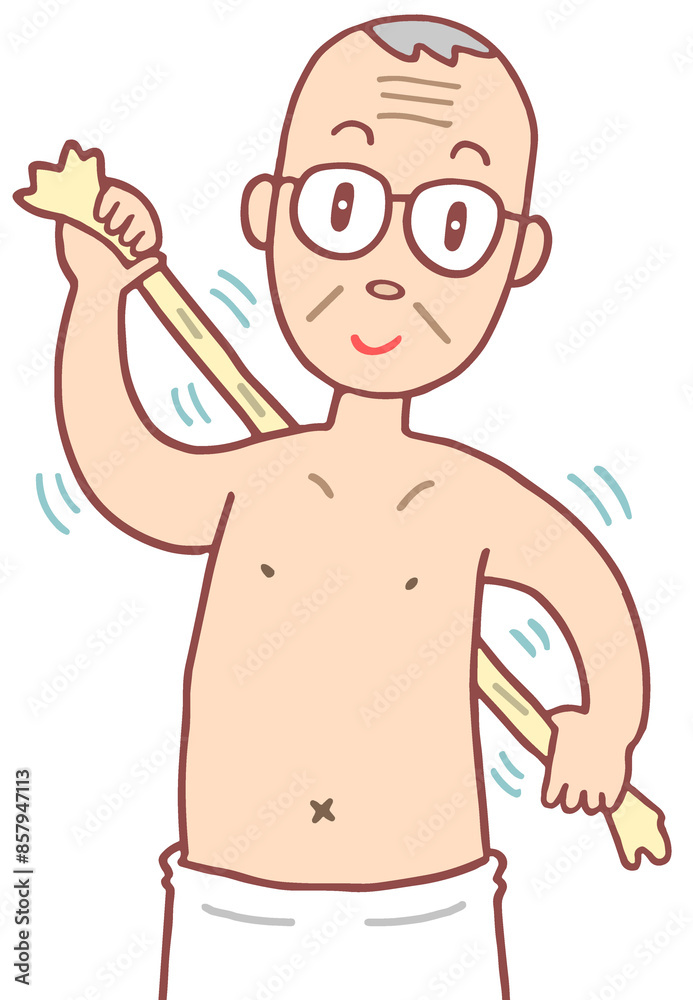 Fototapeta premium 健康のイラスト - 乾布摩擦・免疫力向上・血行促進