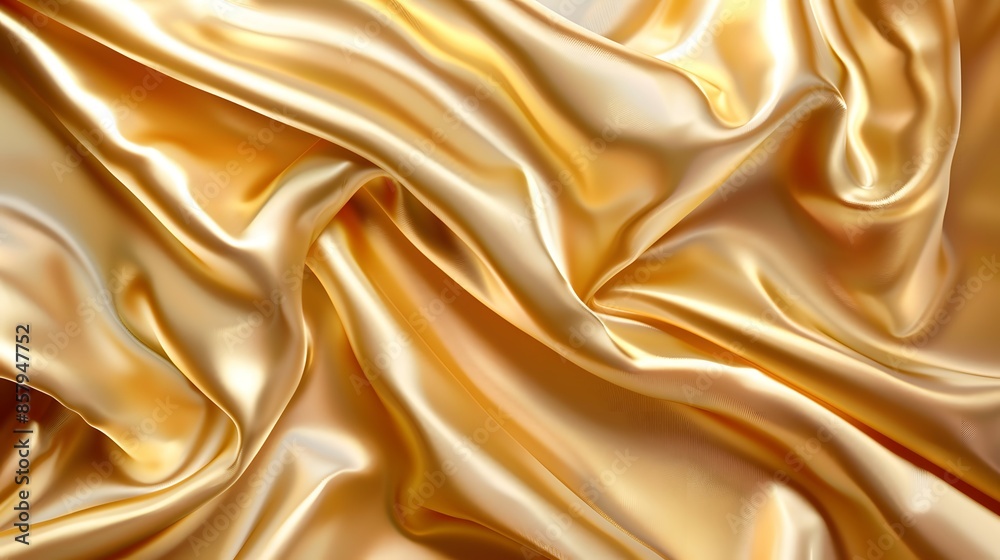 Fototapeta premium Elegant abstract golden silk texture, satin texture, golden silk wavy texture background