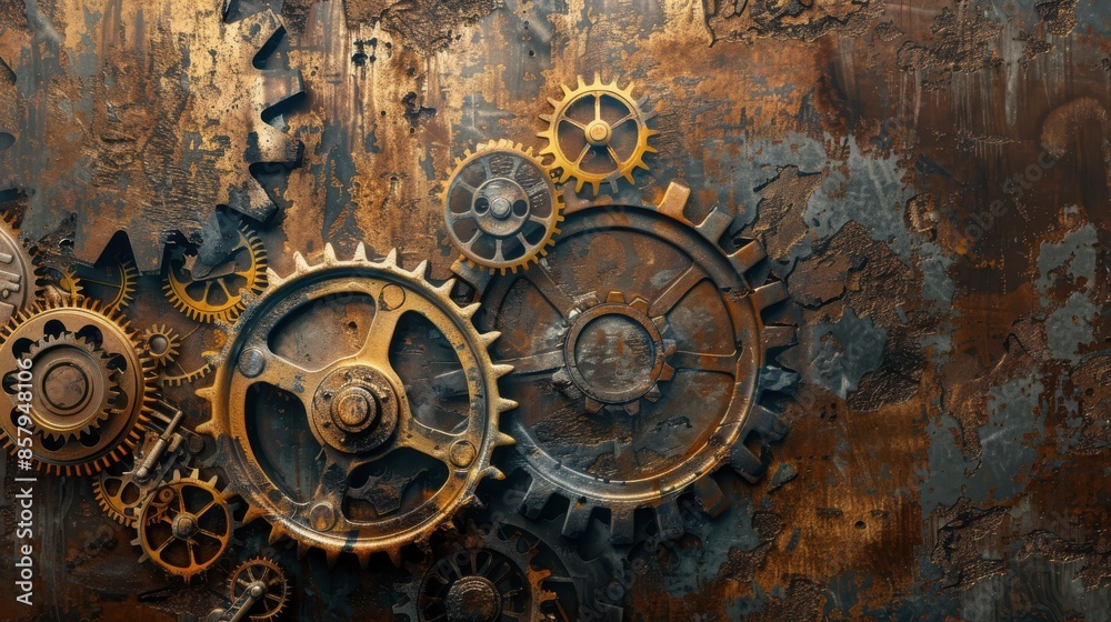 Steampunk-style gears and cogs