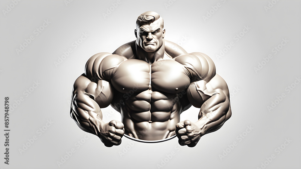 Body building logo icon on white background, Generative AI