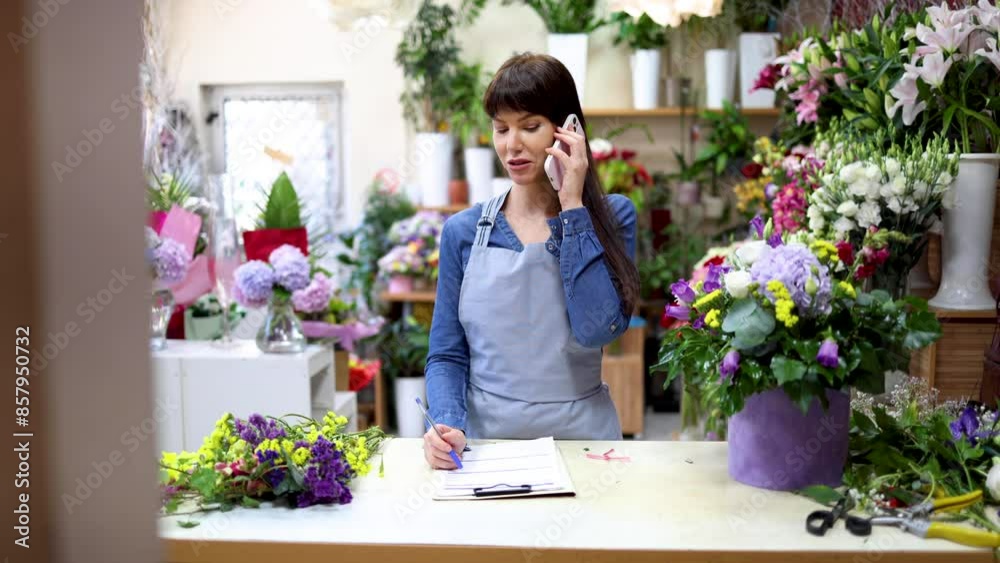 Beautiful woman running her own flower shop Beautiful woman running her own flower shop