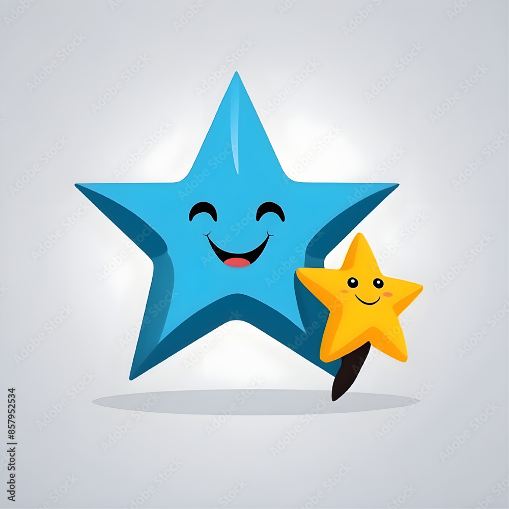 Smiling Stars: A friendly blue star with a big smile embraces a smaller yellow star, symbolizing joy, camaraderie, and friendship. Both stars are drawn in a cartoon style, adding a touch of whimsy Smiling Stars: A friendly blue star with a big smile embraces a smaller yellow star, symbolizing joy, camaraderie, and friendship. Both stars are drawn in a cartoon style, adding a touch of whimsy