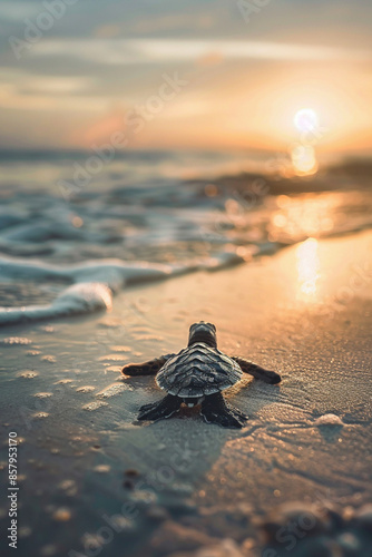 Babyschildkröte krabbelt ins Meer