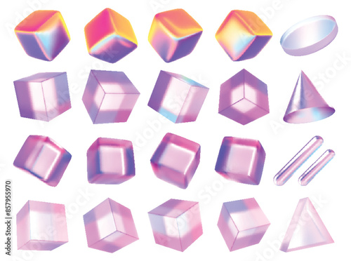 Vector abstract glass cube set.