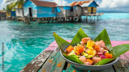 A dish of Solomon Islands motu with baked fish