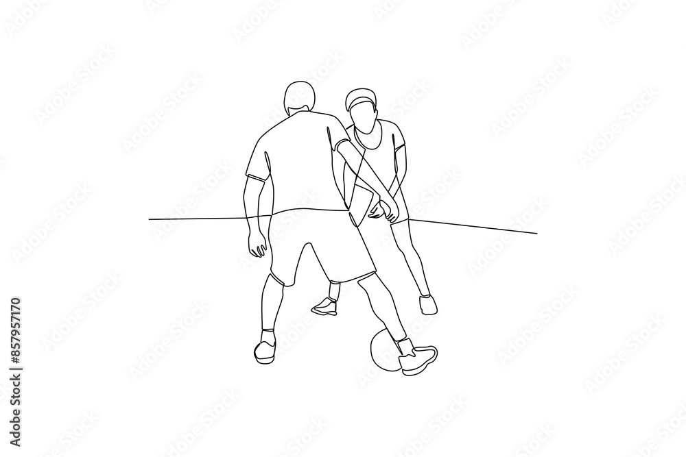 One continuous line drawing of people playing football. Sports minimalist concept. Single line draw design vector illustration One continuous line drawing of people playing football. Sports minimalist concept. Single line draw design vector illustration