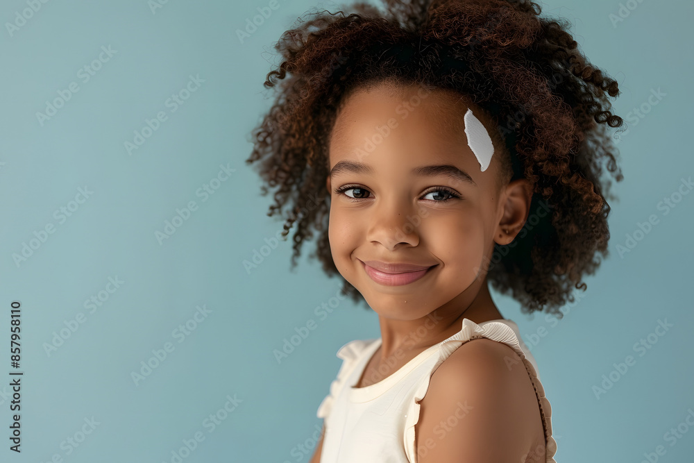 Smiling African American Girl Showing Vaccine Patch Smiling African American Girl Showing Vaccine Patch