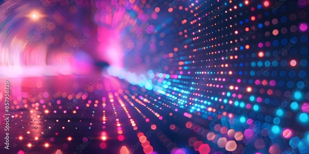 Fototapeta premium Abstract Technology Background with Neon Hues A Vibrant Display of Wonder and Curiosity. Concept Abstract, Technology, Neon, Vibrant, Wonder