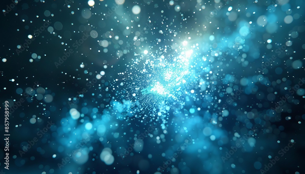 An abstract digital background with a burst of light and blue particles An abstract digital background with a burst of light and blue particles