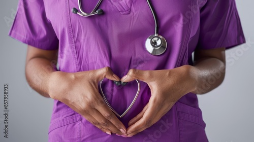 A nurse with stethoscope heart photo