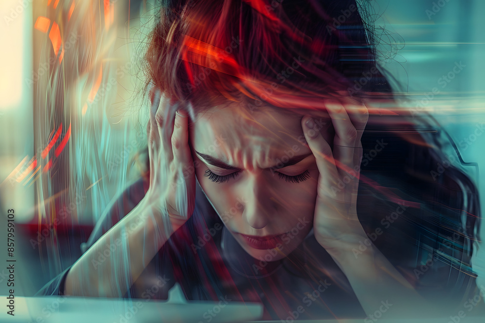 Workplace Stress and Overwork: Woman at Desk