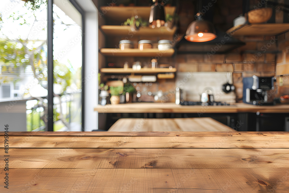 Modern Kitchen Interior with Wood Accents