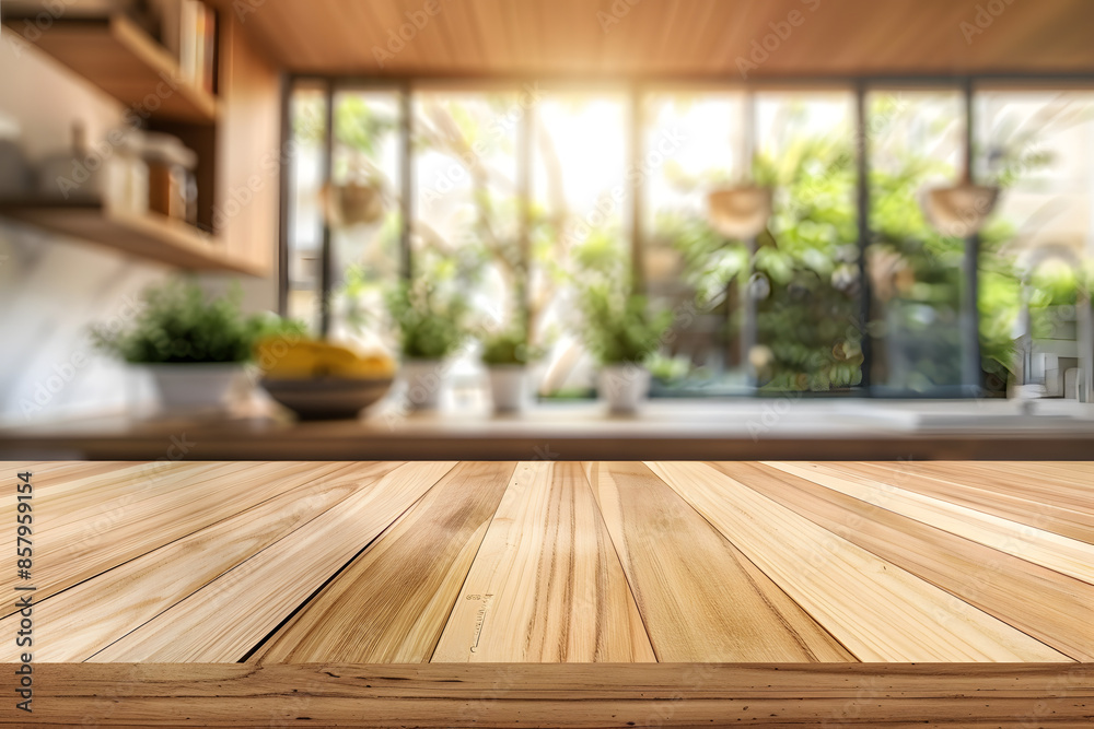 Modern Kitchen Interior with Wood Accents Modern Kitchen Interior with Wood Accents