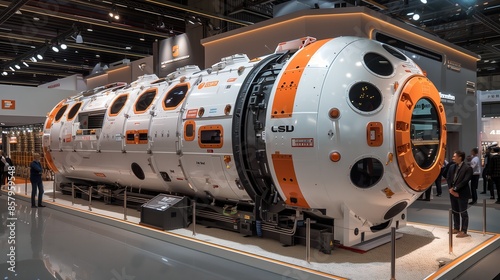 Tunnel Boring Machine Showcase at Industrial Expo. Tunnel boring machine is showcased at an industrial expo, demonstrating cutting-edge engineering technology and machinery design.