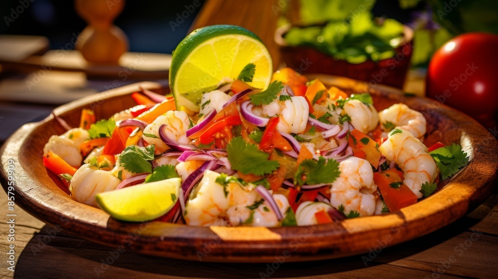 Platter of deliciously tangy ceviche Platter of deliciously tangy ceviche