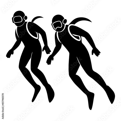 Scuba Divers Underwater Silhouette vector 