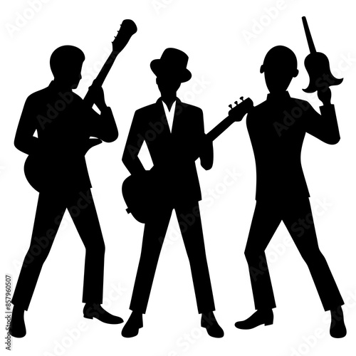 Jazz Music Band group silhouette vector illustration