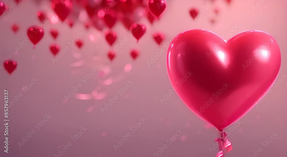 Heart balloons love in air valentine concept Video for the background on the festival of love and Valentines Day 4k