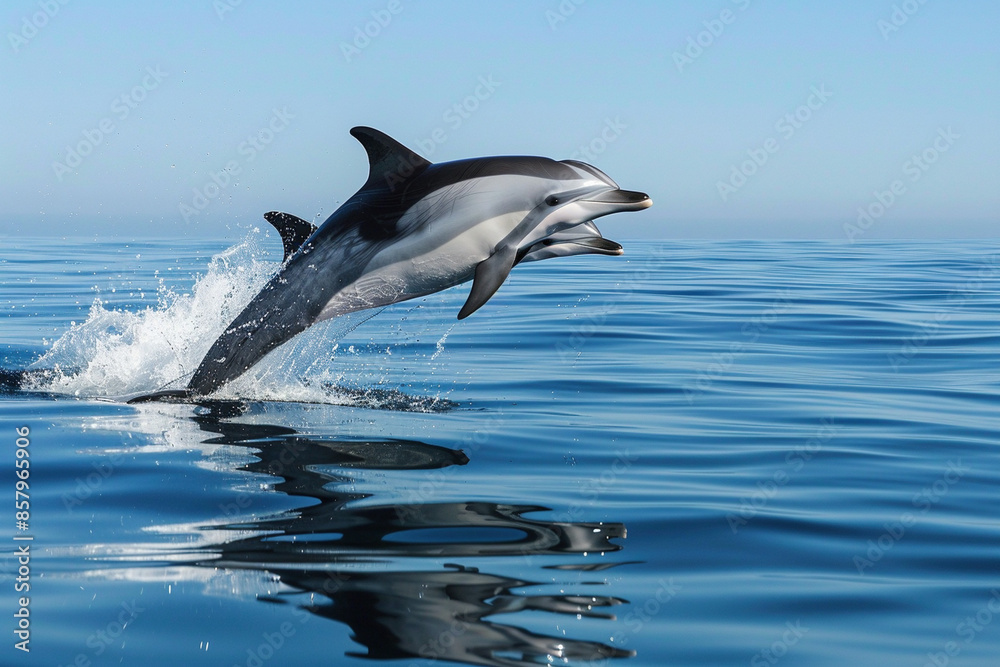 Fototapeta premium Delfine springen aus dem Wasser