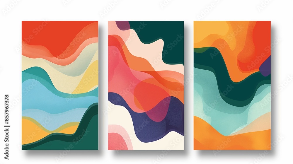 Fototapeta premium Beautiful abstract wave background poster decoration set frame