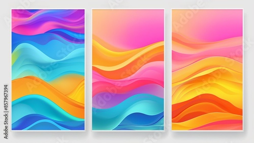 Beautiful abstract wave background poster decoration set frame