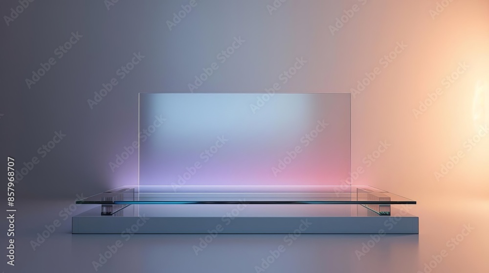 Abstract Pedestal with Soft Lighting and Blue Tones