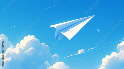 paper plane on sky, childre...