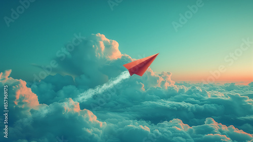 paper plane on sky