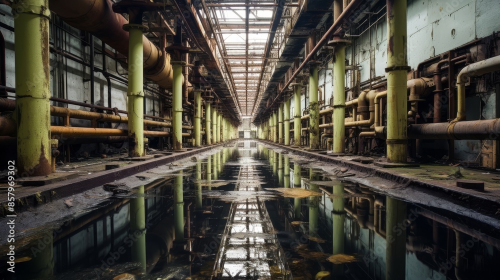 Abandoned water treatment plant, silent and neglected infrastructure Abandoned water treatment plant, silent and neglected infrastructure