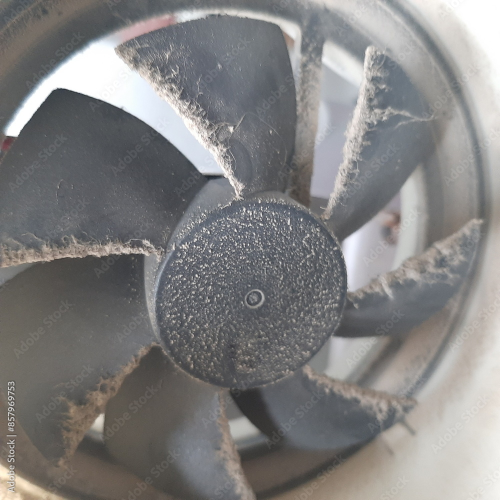 Heavy Dust on the air fan blades of the water cooler or computer processor