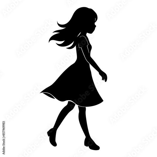 One Girl  Silhouette Vector 