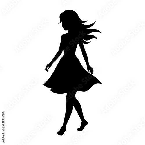 Walking Girl Child Vector Silhouette