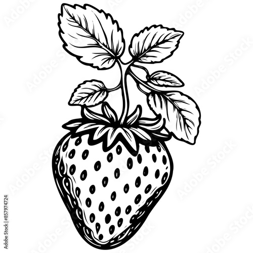 Fruit Ozark Beauty Strawberry drawing, fruit head, line art black realistic sketches painting
