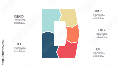 Business infographic. Square chart with 5 options. Vector template.