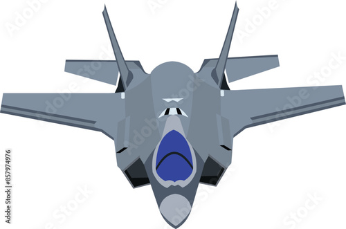 vector image. navy f-35 jet fighter plane in the air seen from the front