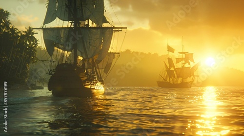 Two Ships Meet On The Shore Of The New World photo