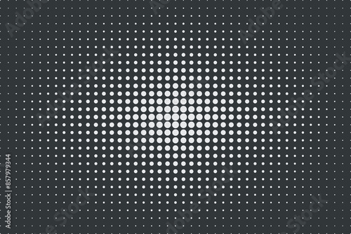 Halftone light dots on dark background dotted pattern vector