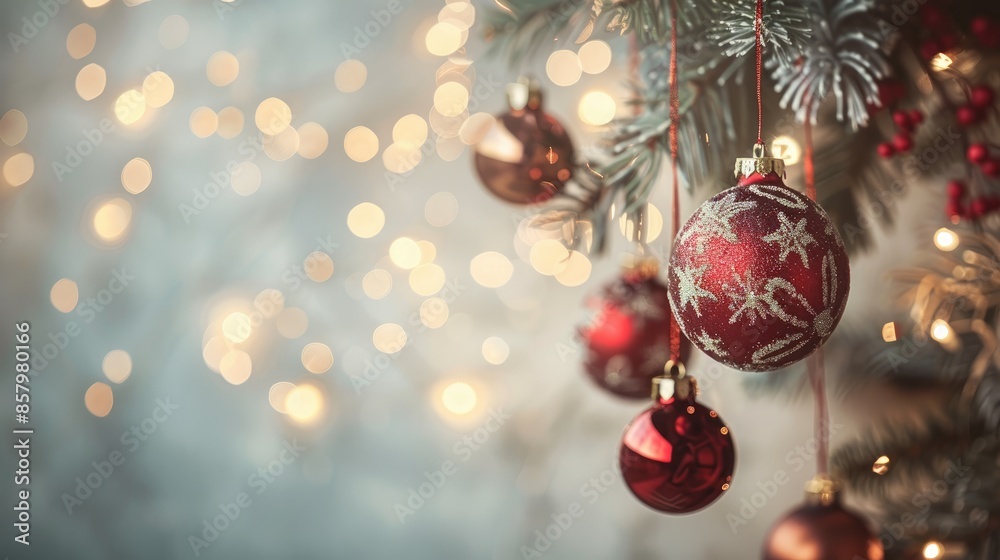 New Year and Christmas background, Christmas balls on the background of Christmas lights New Year and Christmas background, Christmas balls on the background of Christmas lights