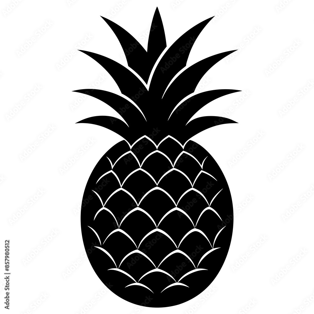 Obraz premium one Pineapple Fruit Vector Silhouette 