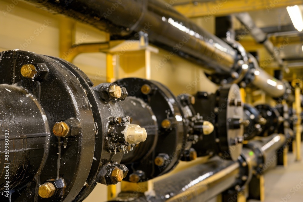 Fototapeta premium Industrial pipeline system in a manufacturing facility