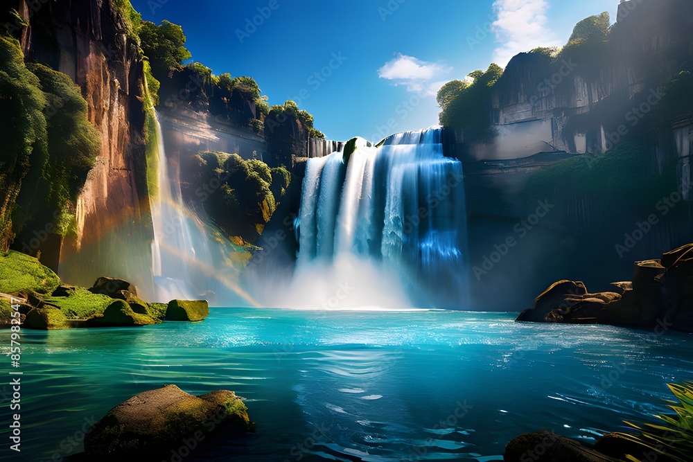 Fototapeta premium Beatiful looking waterfalls with fresh and clean water surrounded by nature and wildlife