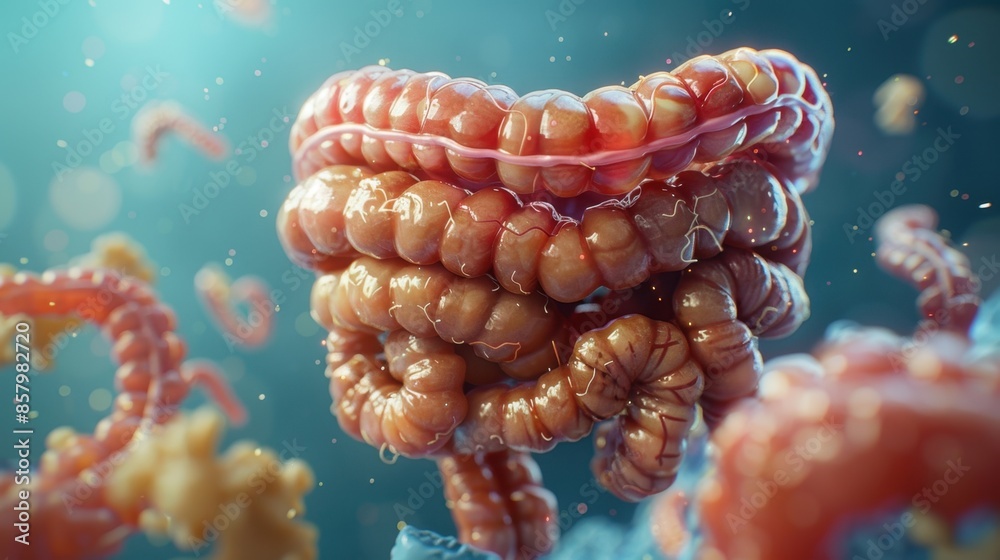 Elaborate illustration showcasing the complexity of the human digestive ...