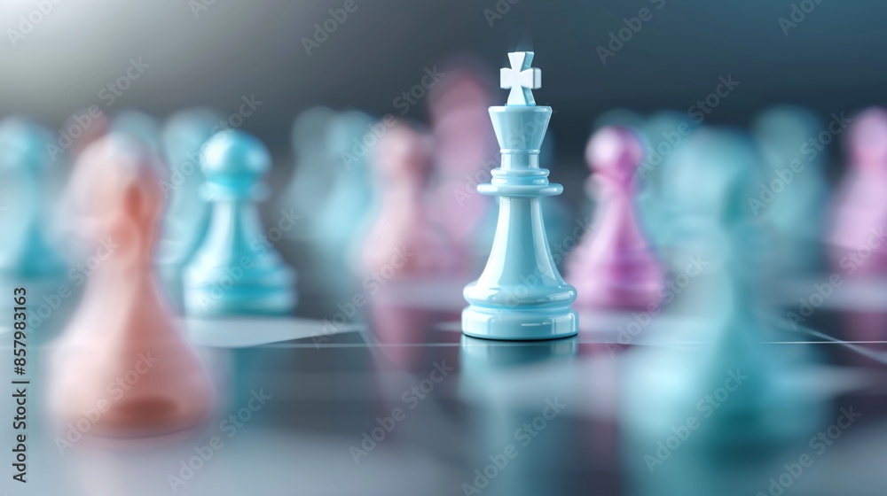 Strategic Chess Gameplay with Vibrant Pieces on a Reflective Board During Twilight Strategic Chess Gameplay with Vibrant Pieces on a Reflective Board During Twilight