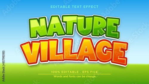 Nature village text effect, Text style effect template
