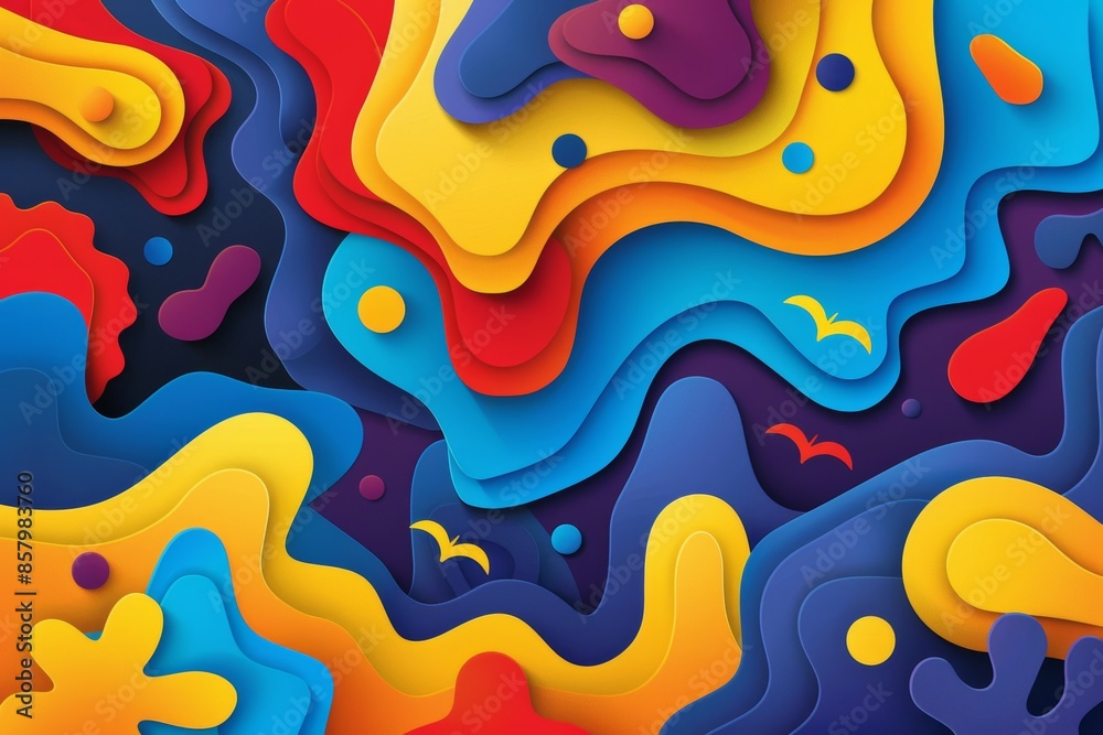 Vibrant abstract paper cut waves in vivid colors Vibrant abstract paper cut waves in vivid colors