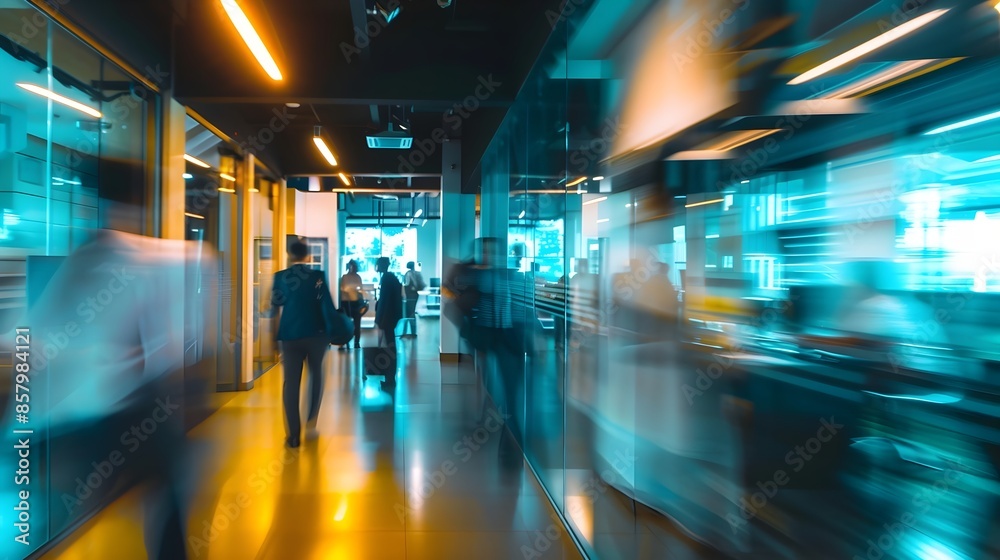 Busy Modern Office with Motion Blur Busy Modern Office with Motion Blur
